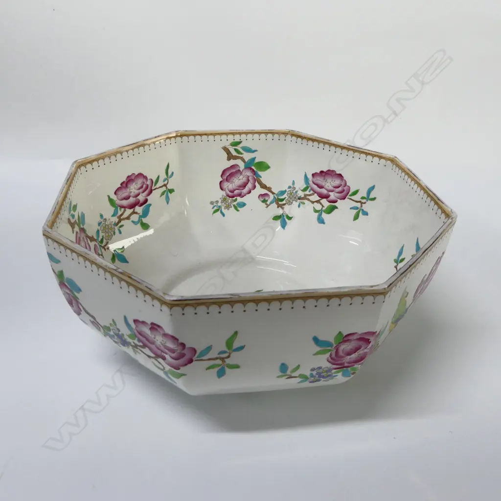 SHELLEY CHINA OCTAGANAL BOWL DIA 230MM FAMILE ROSE PAT Image 1++