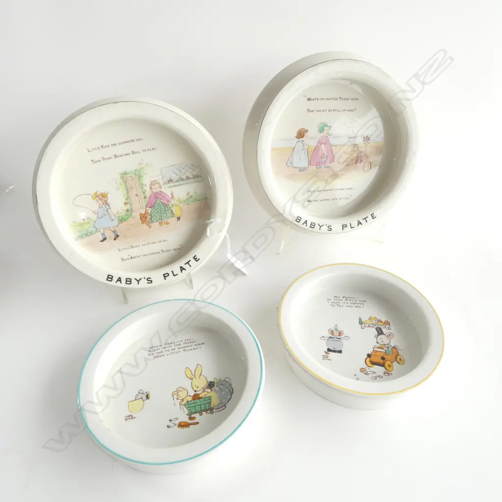 4 SHELLEY CHINA CHILDS PLATES DIA 210 LARGEST Image 1++