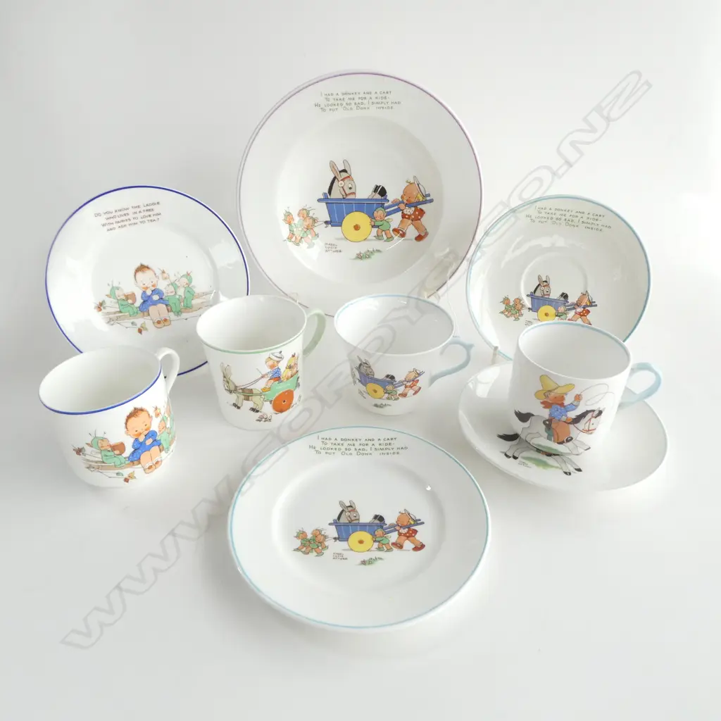 COLLECTION MABEL LUCY ATWELL SHELLEY CHINA CSP CHILDS PLATE 2C/S & CUP Image 1++