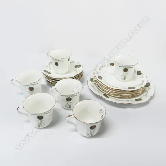 SHELLEY CHINA TEASET 6CSPS CAKE PLATE ART NOUVEAU PAT