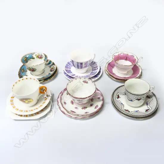 6 SHELLEY CHINA TRIOS MIXED PATS