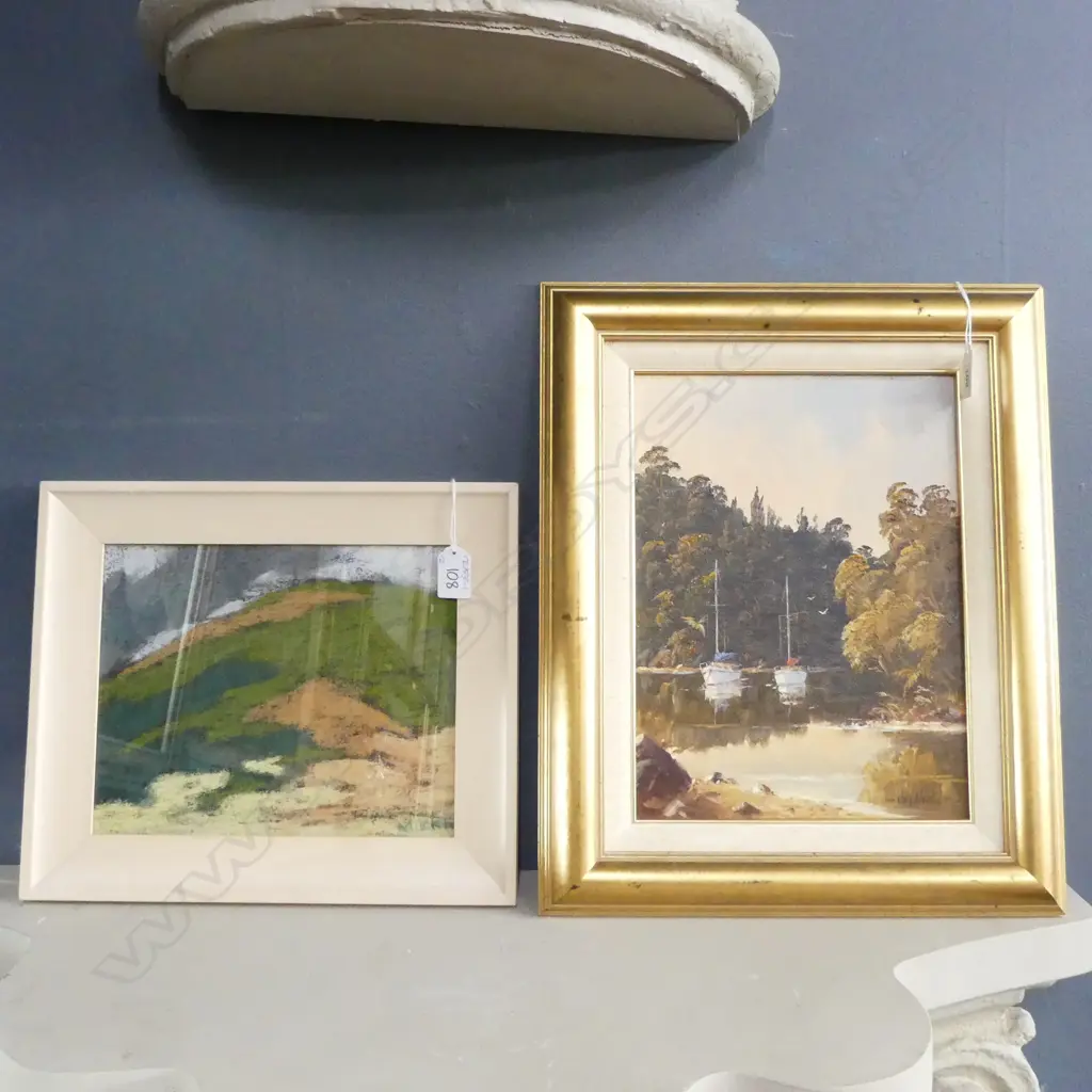 2 ORIGINAL WORKS; PASTEL SIGNED MIKKI 250X200MM & MAHURANGI RIVER WARKWORTH - OIL ON BOARD 295x215mm Image 1++