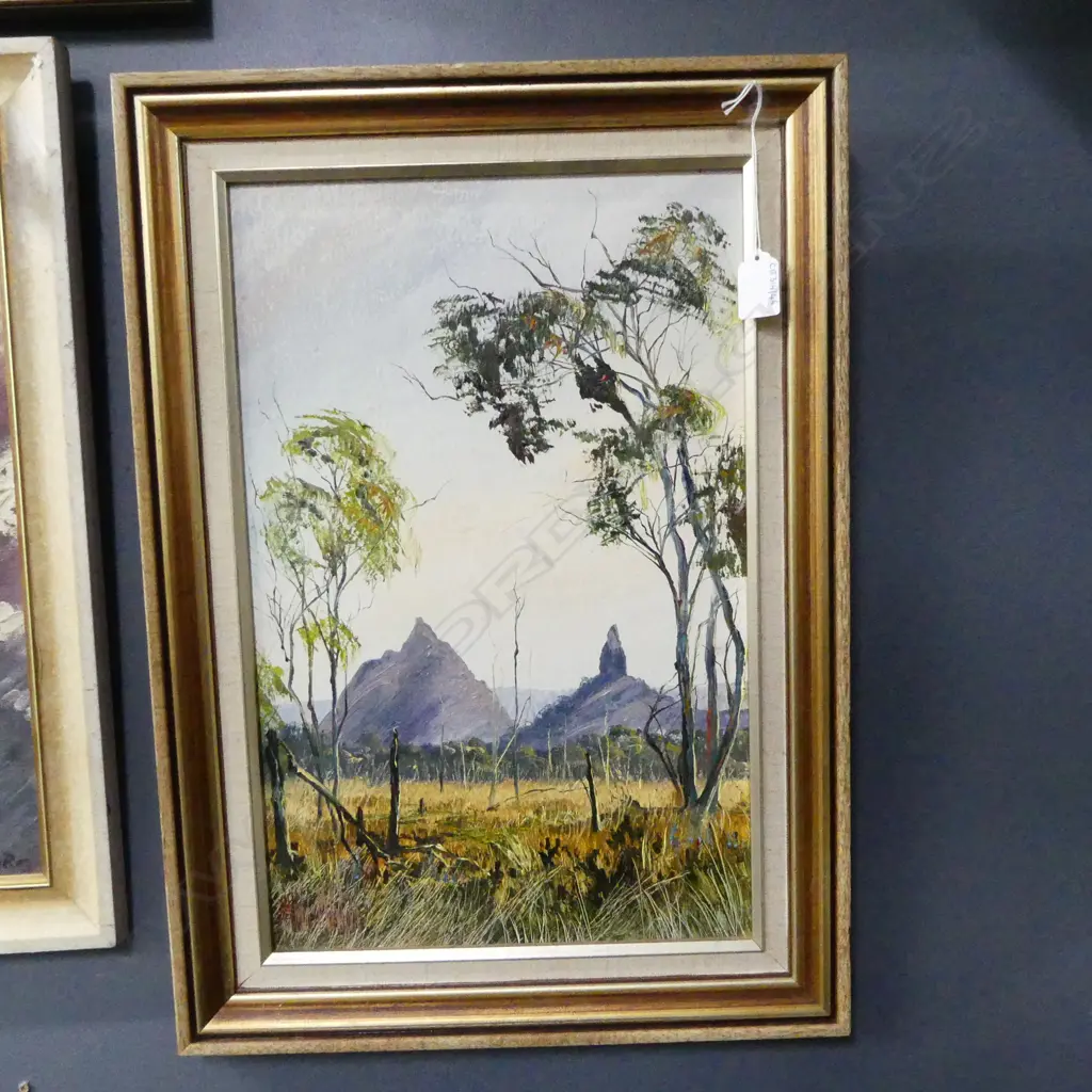 OIL ON BOARD AUSTRALIAN BUSH SIGNED WITH MONOGRAM H450 W280MM Image 1++