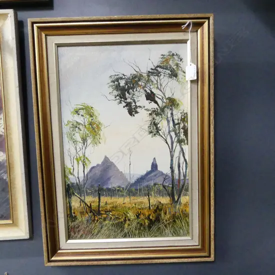 OIL ON BOARD AUSTRALIAN BUSH SIGNED WITH MONOGRAM H450 W280MM