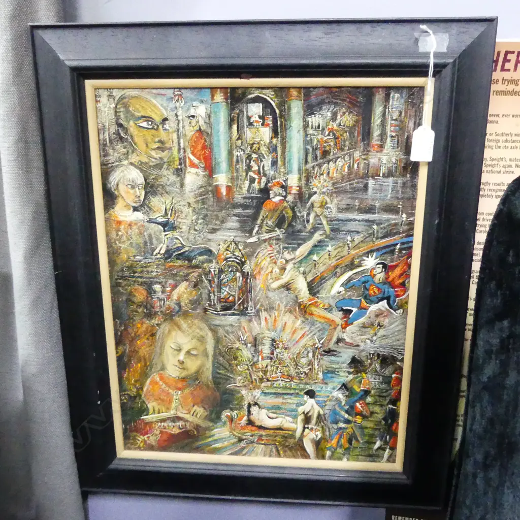 FRAMED OIL ON BOARD STAIRCASE TO ADVENTURE BY PETER PURCELL H450 L350MM Image 1++