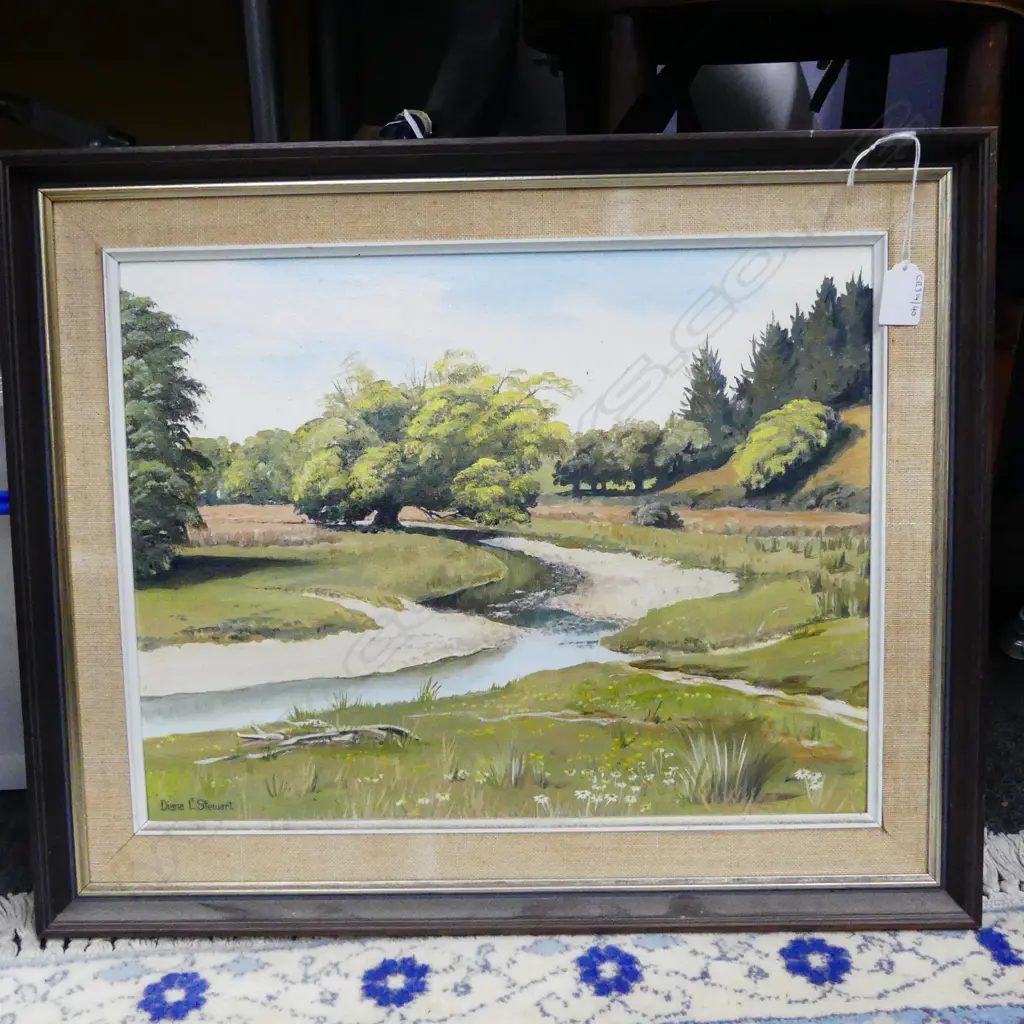 FRAMED OIL ON BOARD TE PUIA EAST COAST SIGNED DIANA STEWART H340 W440MM Image 1++