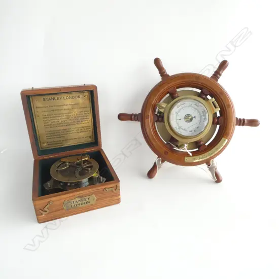 SHIPS WHEEL WALL BAROMETER 325mm dia, BOXED COMPASS