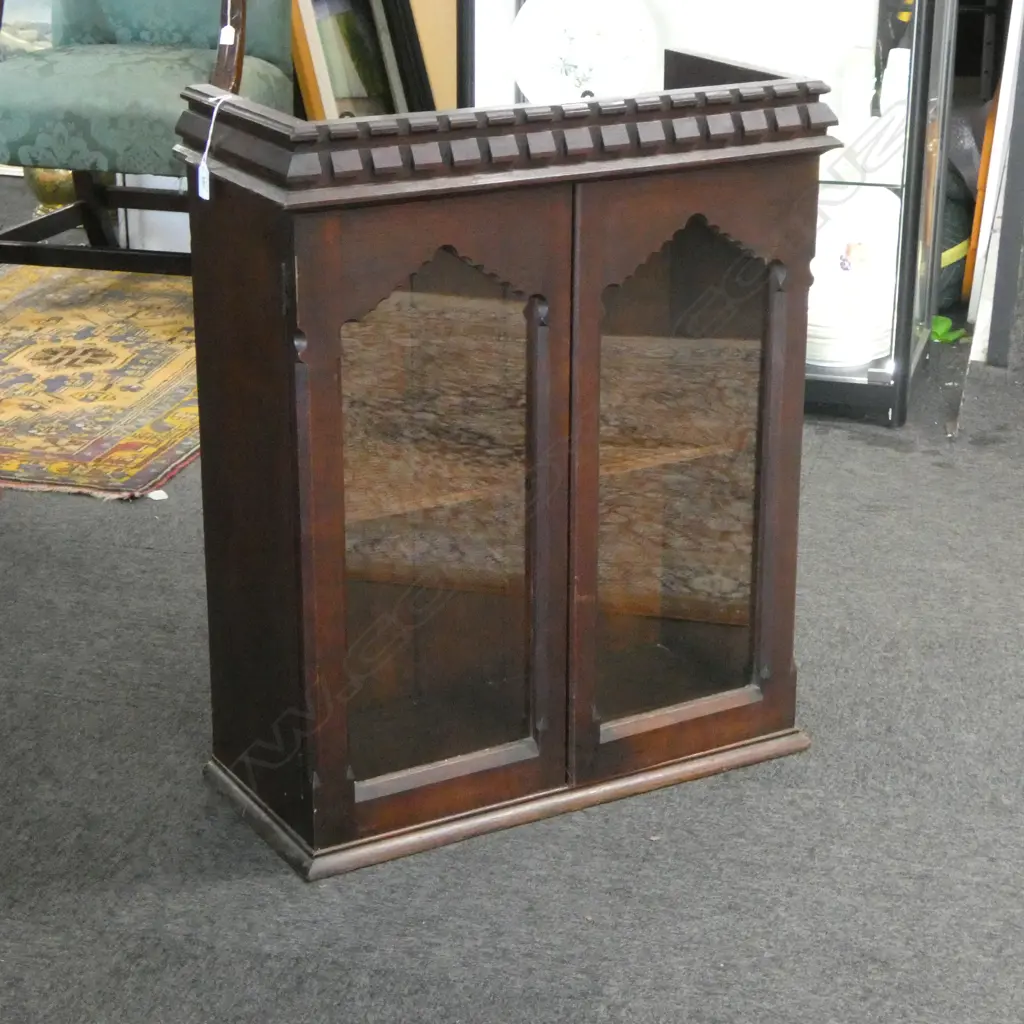 GOTHIC REVIVAL OAK GLAZED WALL CABINET 660x300x790mm Image 1++