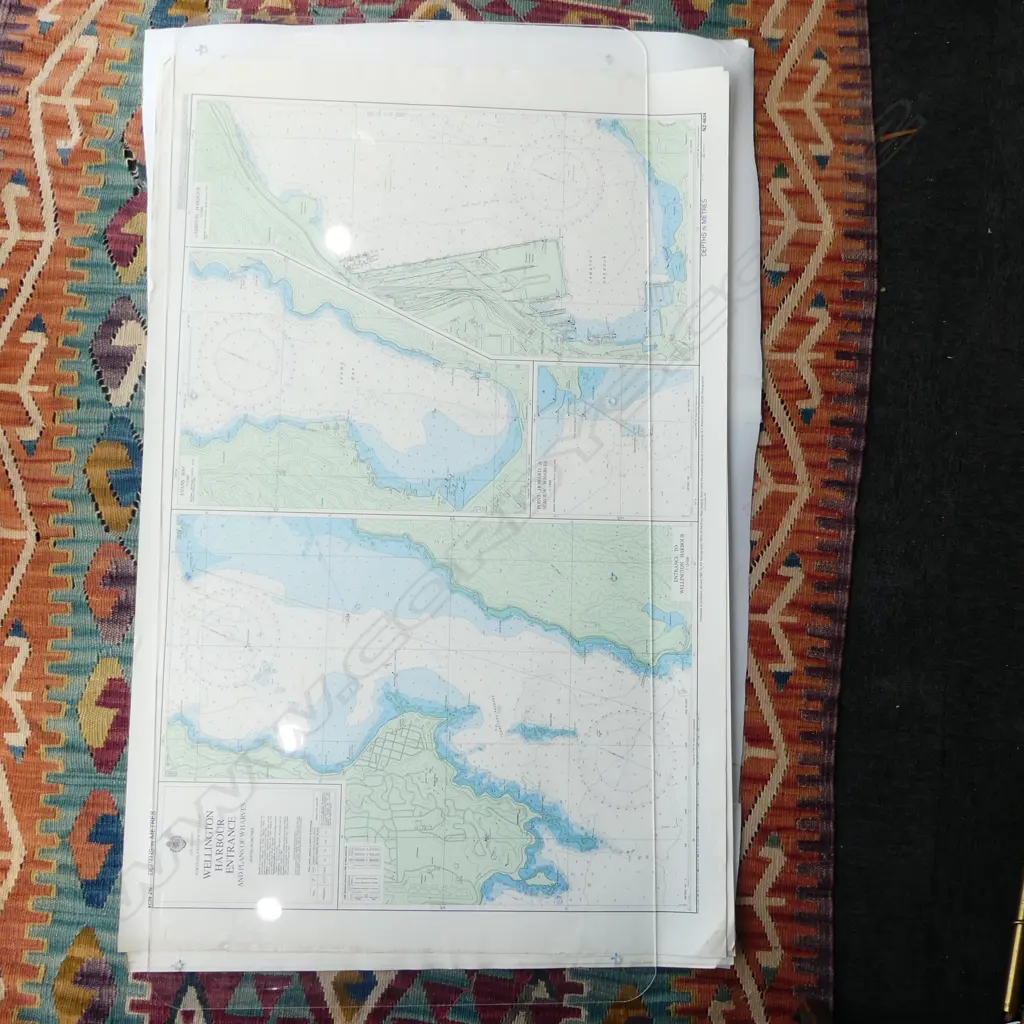 HYDROGRAPHIC CHART 5x 'WELLINGTON HARBOUR ENTRANCE...' PUBLISHED JANUARARY 1987 by R.N.Z. NAVY 720x1090mm Image 1++