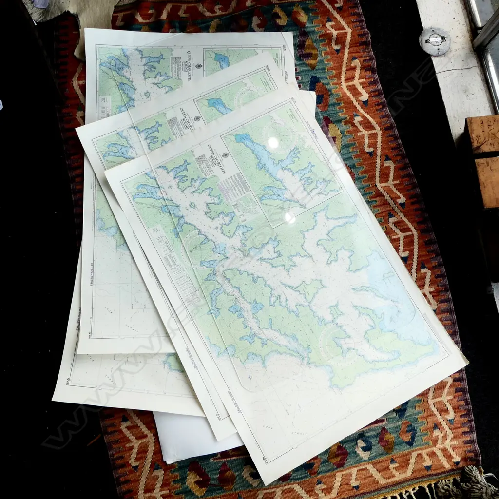 HYDROGRAPHIC CHART 5x 'QUEEN CHARLOTTE SOUND' PUBLISHED JANUARARY 1987 by R.N.Z. NAVY 720x1090mm Image 1++