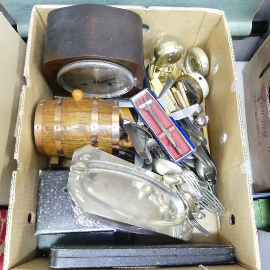 ASST. VINTAGE ITEMS; CLOCKS, EP & CUTLERY