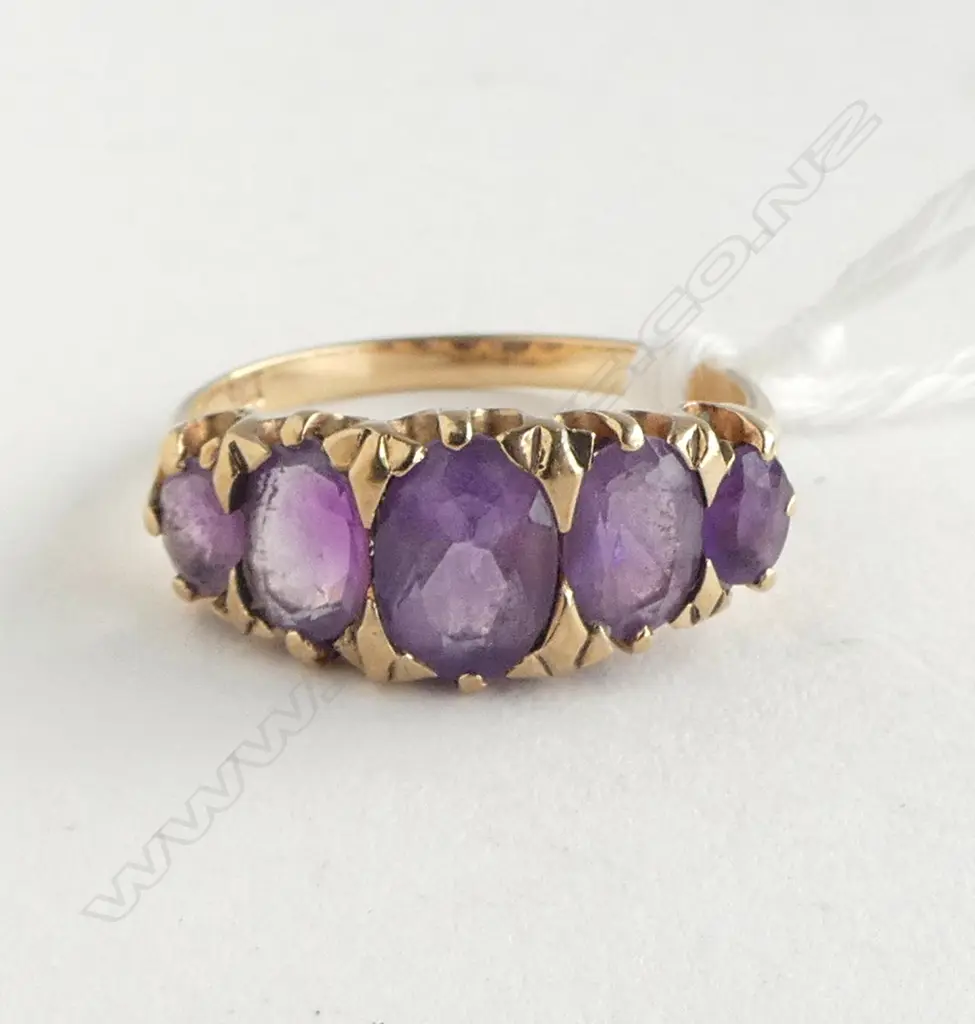 9CT GOLD AND AMETHYST RING 2.96gm SIZE N Image 1++