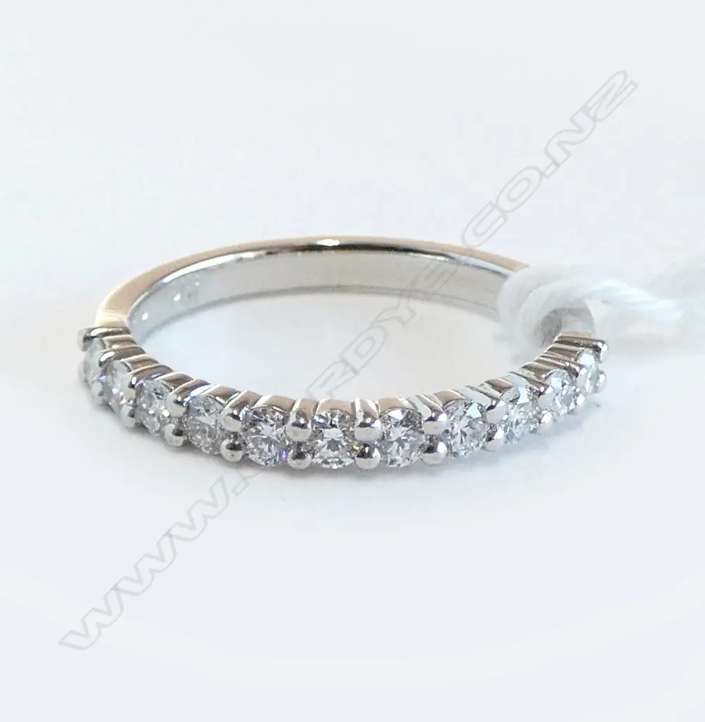 PLATINUM DIAMOND SET BAND, 3.2gm 11 dia=0.44ct size L Image 1++
