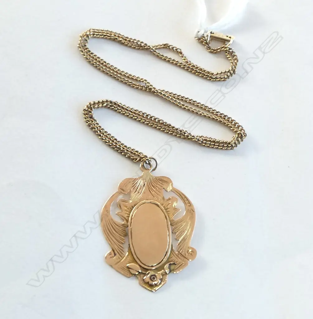 15ct GOLD VICTORIAN FOB 4.76gms ON GOLD FILLED CHAIN 38CM LONG Image 1++