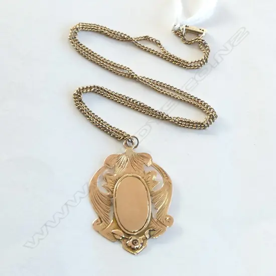 15ct GOLD VICTORIAN FOB 4.76gms ON GOLD FILLED CHAIN 38CM LONG