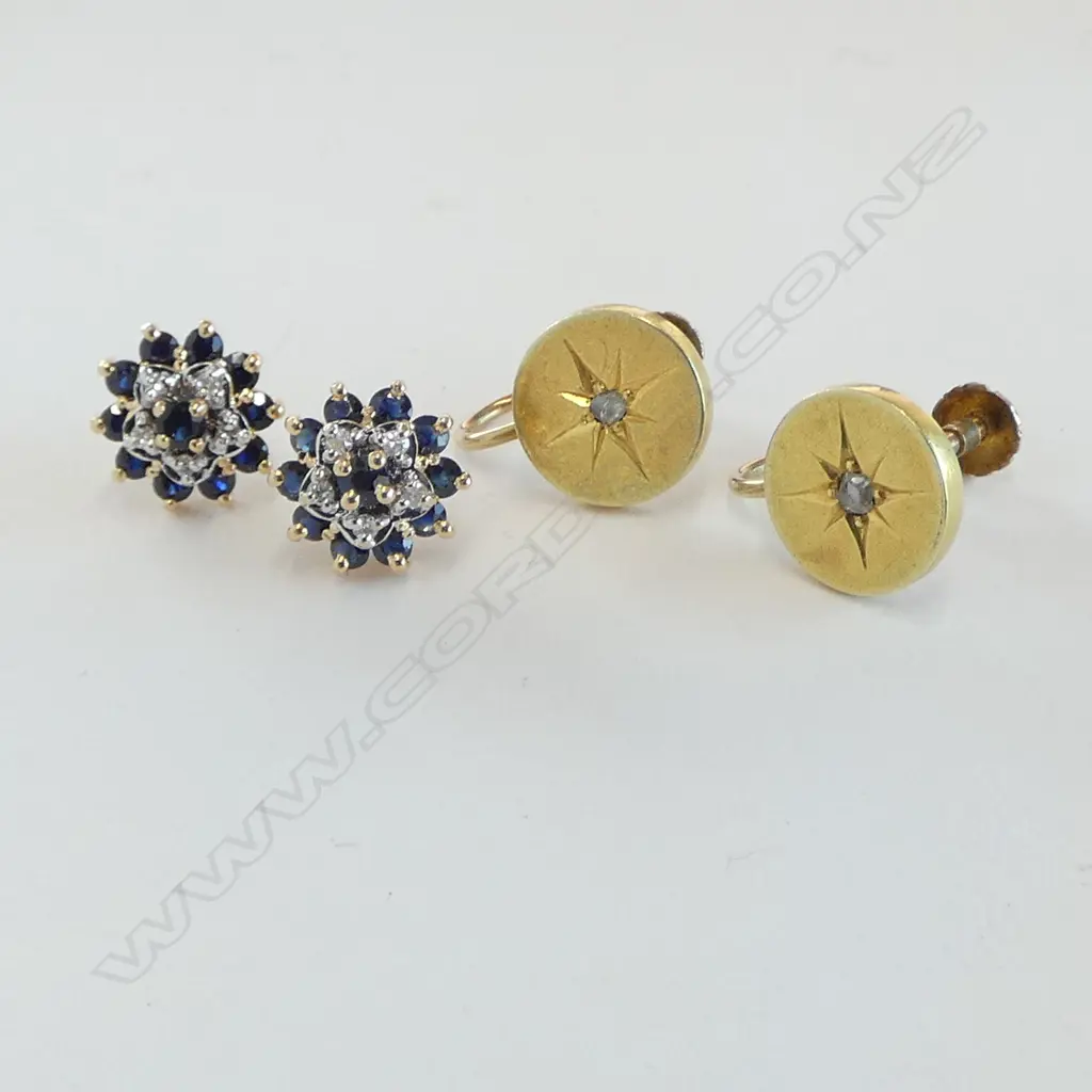 2 PRS EARRINGS; GOLD 3.1gms & 14CT GP Image 1++