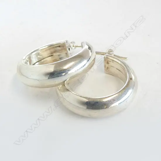 PAIR STERLING SILVER HOOP EARRINGS