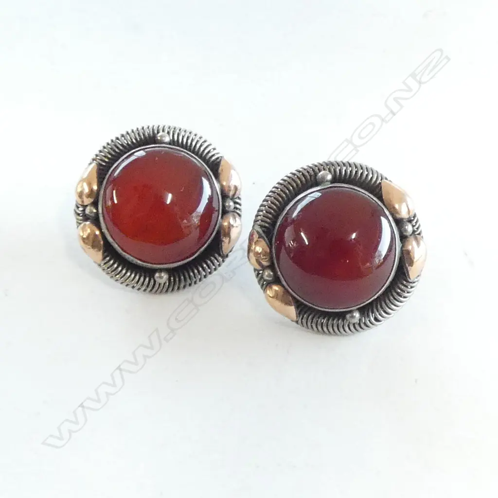 PR 925 CARNELIAN EARRINGS 20mm dia, 7.1gms Image 1++
