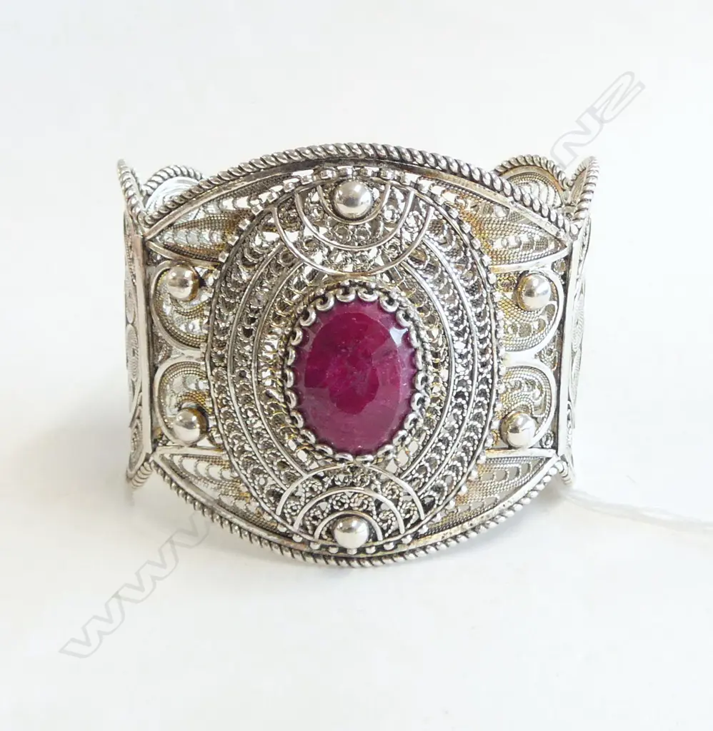 TURKISH 925 SILVER CUFF BANGLE 54.8gms Image 1++