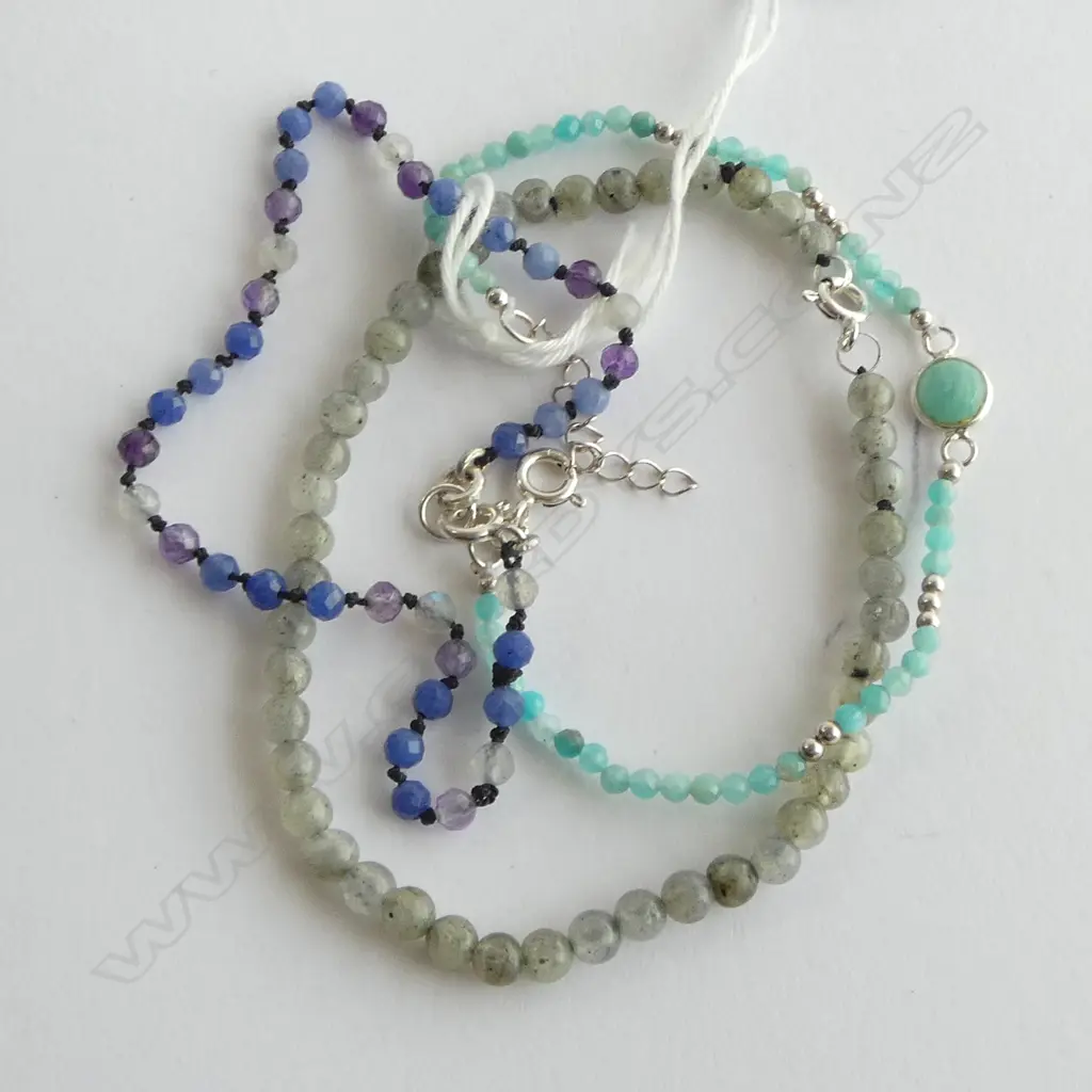 THREE STONE BRACELETS w. STG SILVER CLASPS  Image 1++