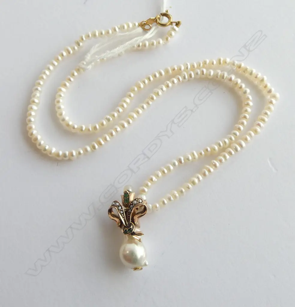 14ct R/G & SEED PEARL NECKLACE L.430mm Image 1++