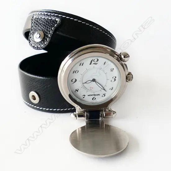 MONTBLANC MEISTERSTUCK TRAVEL ALARM CLOCK, CASED, 50 x 45mm