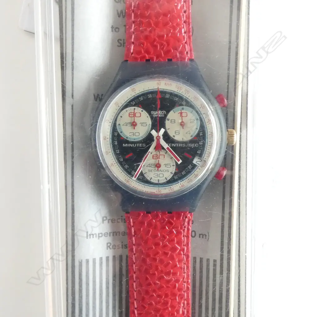 RARE 1995 SWATCH RALLYE CHRONOGRAPHE ALMOST NEW IN BOX RUNNING  Image 1++