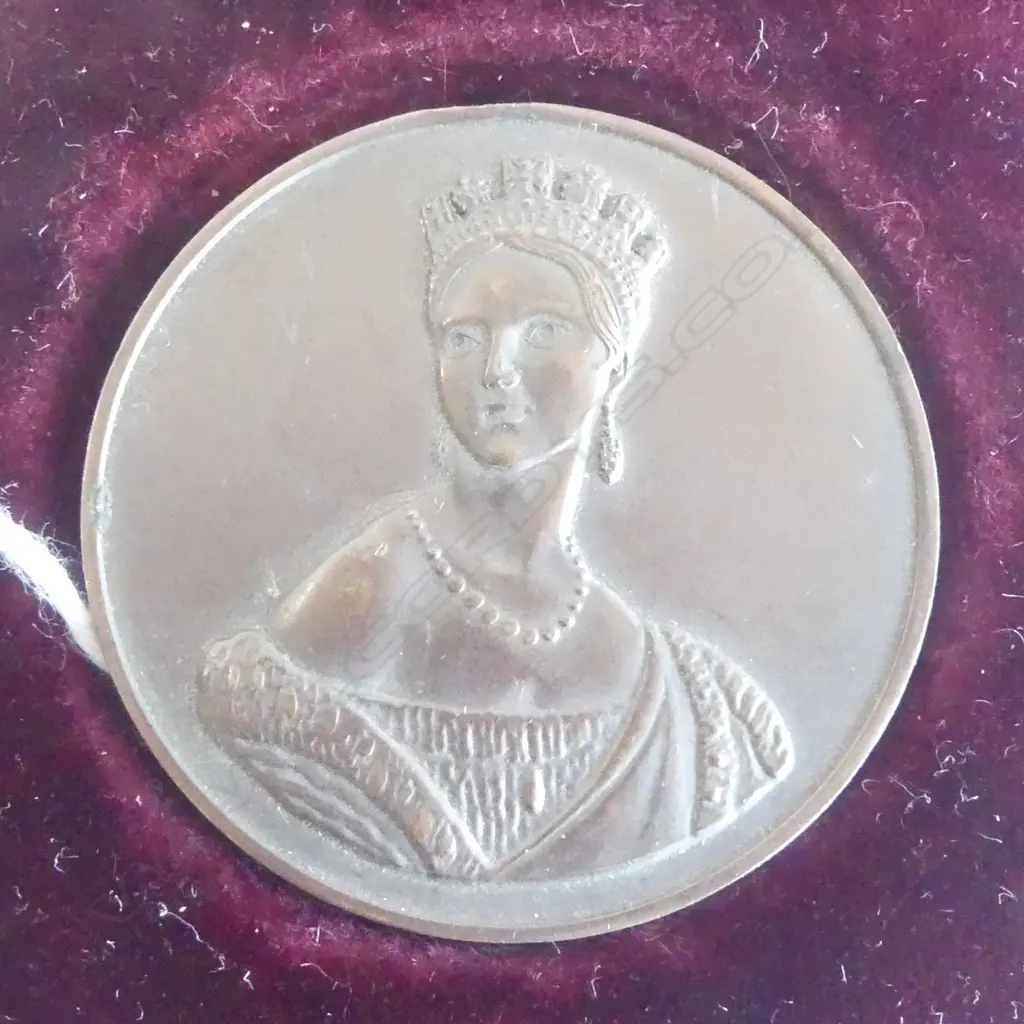 BRONZE QUEEN VICTORIA TOKEN, 45mm dia, CASED Image 1++