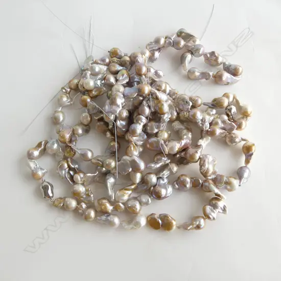 STRINGS DRILLED BAROQUE /KEISHI TYPE PEARLS & 2 COMPLETED NECKLACES