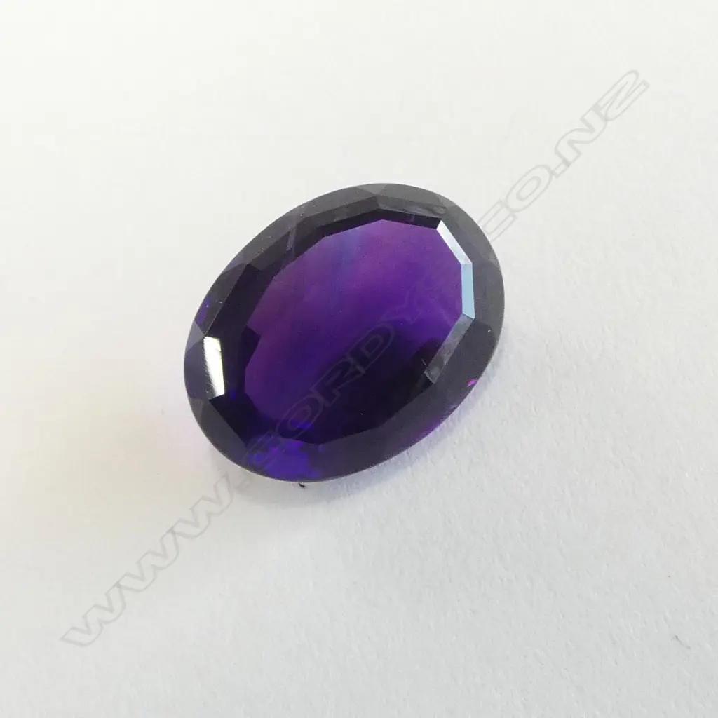 17.27CT DEEP PURPLE FACETED OVAL AMETHYST, NAMIBIA 19x15mm Image 1++