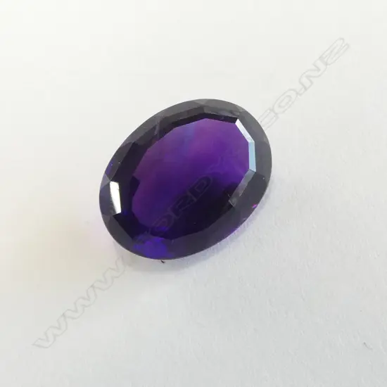 17.27CT DEEP PURPLE FACETED OVAL AMETHYST, NAMIBIA 19x15mm