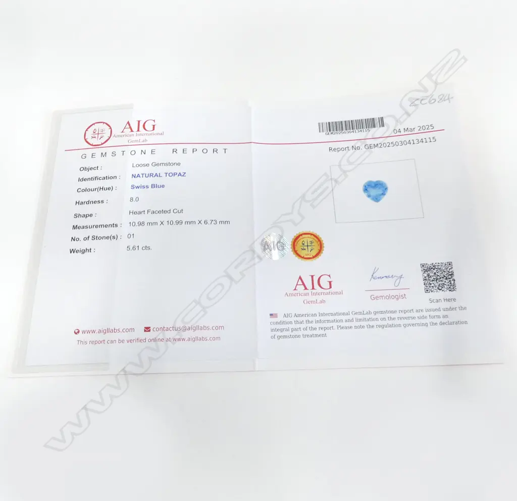 HEART FACET CUT LOOSE BLUE TOPAZ, 5.61ct Image 1++