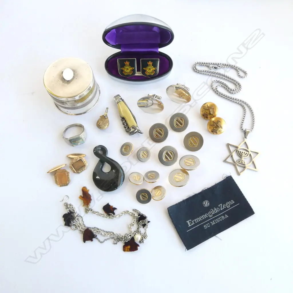 ASST. JEWELLERY INCL. 3 PRS CUFFLINKS; GP, RNZAF, OVAL STG PR 30x20mm 17gms ETC Image 1++