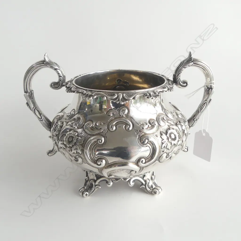 VICTORIAN SILVER SUGAR by SAMUEL HAYNE & DUDLEY CATER, LONDON 1855, 318gms Image 1++
