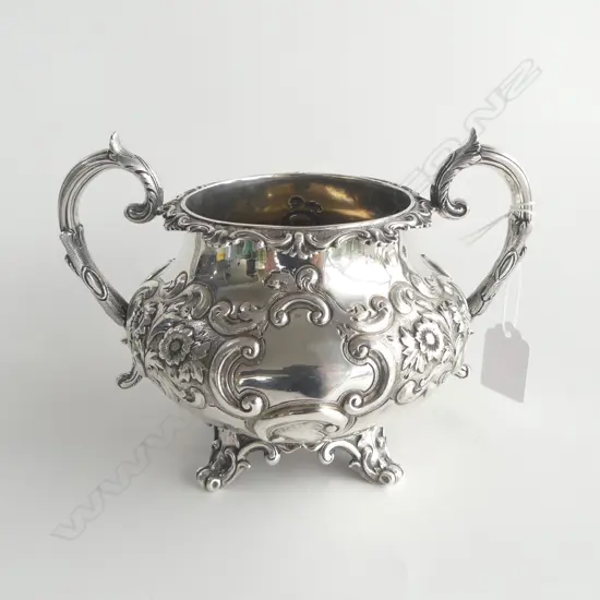 VICTORIAN SILVER SUGAR by SAMUEL HAYNE & DUDLEY CATER, LONDON 1855, 318gms