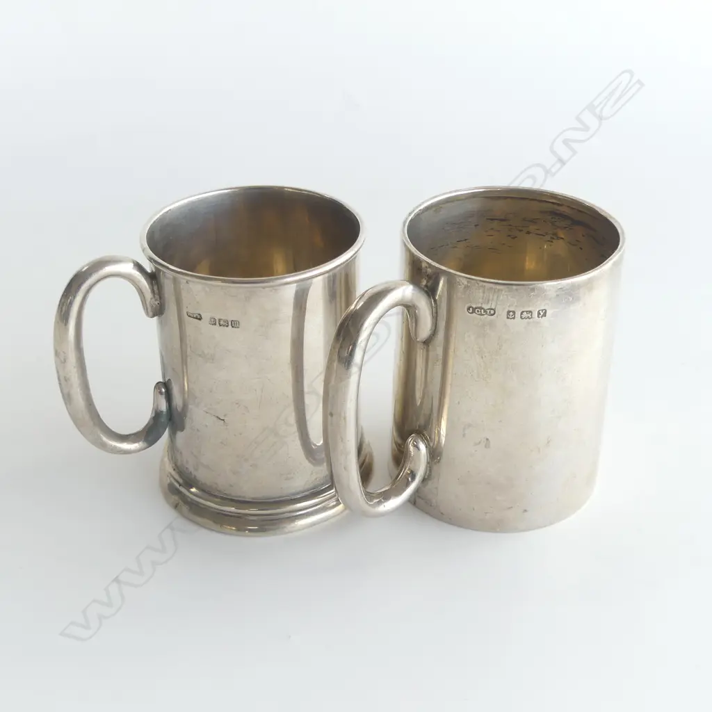 TWO SMALL STERLING SILVER CHRISTENING MUGS 148gm Image 1++