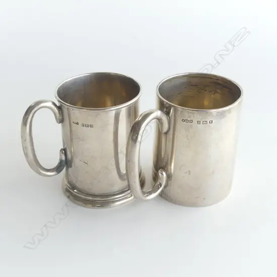 TWO SMALL STERLING SILVER CHRISTENING MUGS 148gm