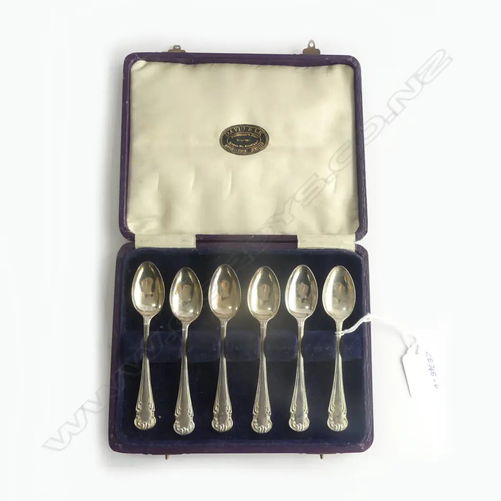 CASED SET 6 SILVER TEASPOONS, SHEF.1915, 94gm Image 1++