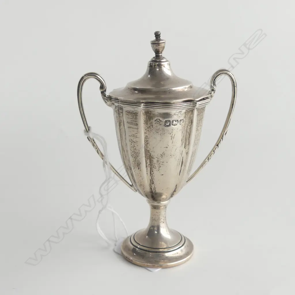 STG SILVER LIDDED TROPHY, SHEFFIELD 1924, 99.68gms, H.110mm Image 1++