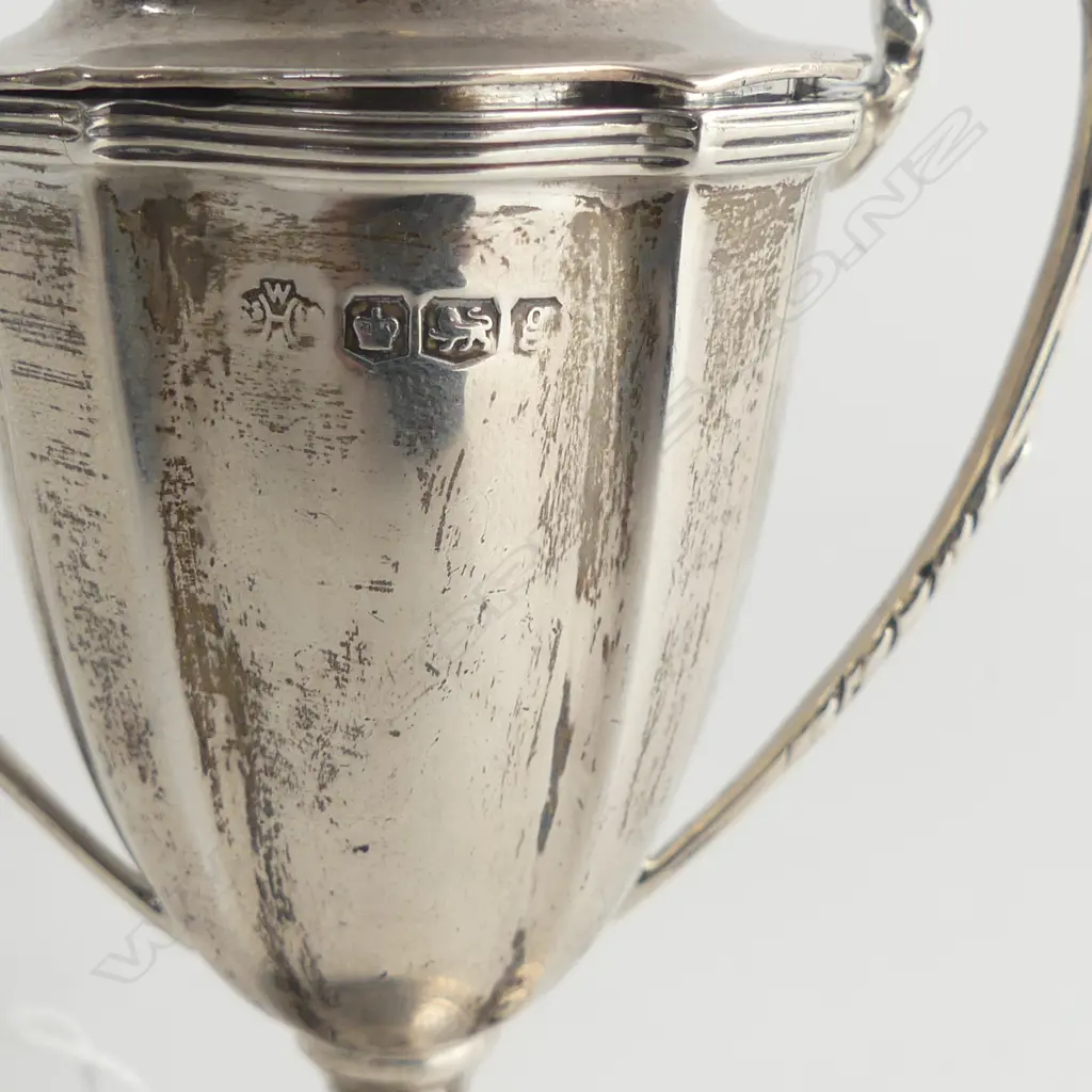 STG SILVER LIDDED TROPHY, SHEFFIELD 1924, 99.68gms, H.110mm Image 1++