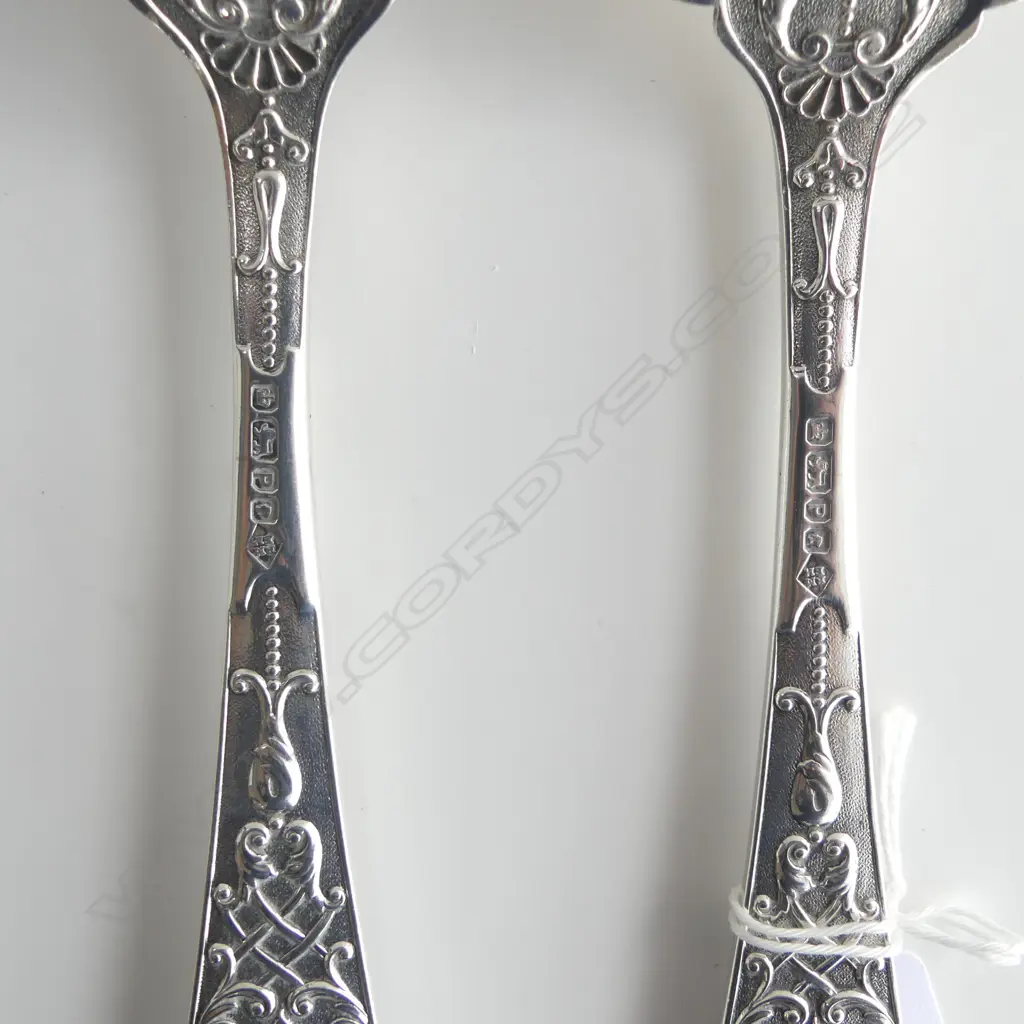 PR OF SILVER VICTORIAN FISH SERVERS, MARTIN HALL & Co, SHEFFIELD 1882, 361gms Image 1++