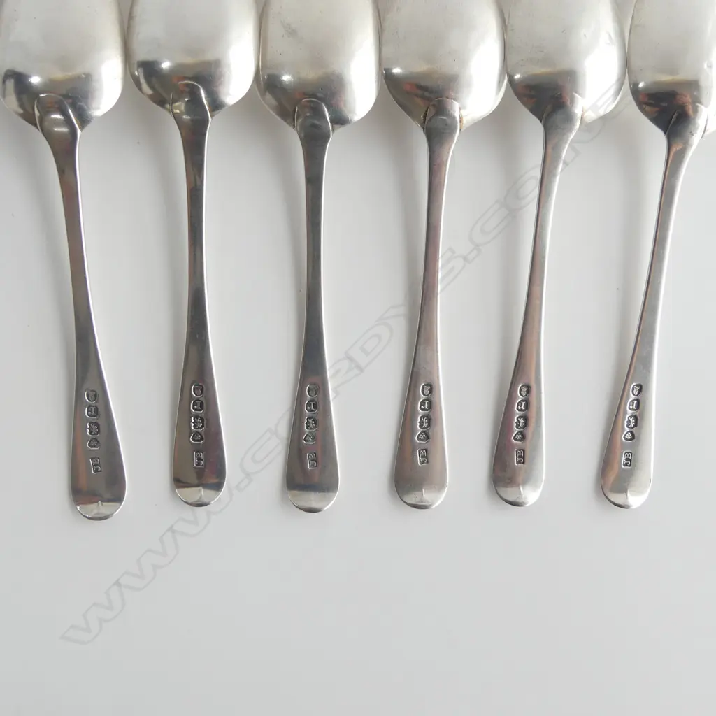 6 WMIV SILVER TEASPOONS by JAMES BEEBE, LONDON 1832, 85gms Image 1++