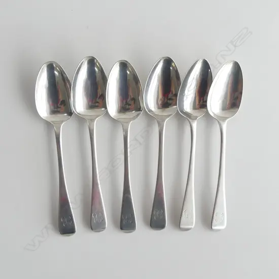 6 WMIV SILVER TEASPOONS by JAMES BEEBE, LONDON 1832, 85gms