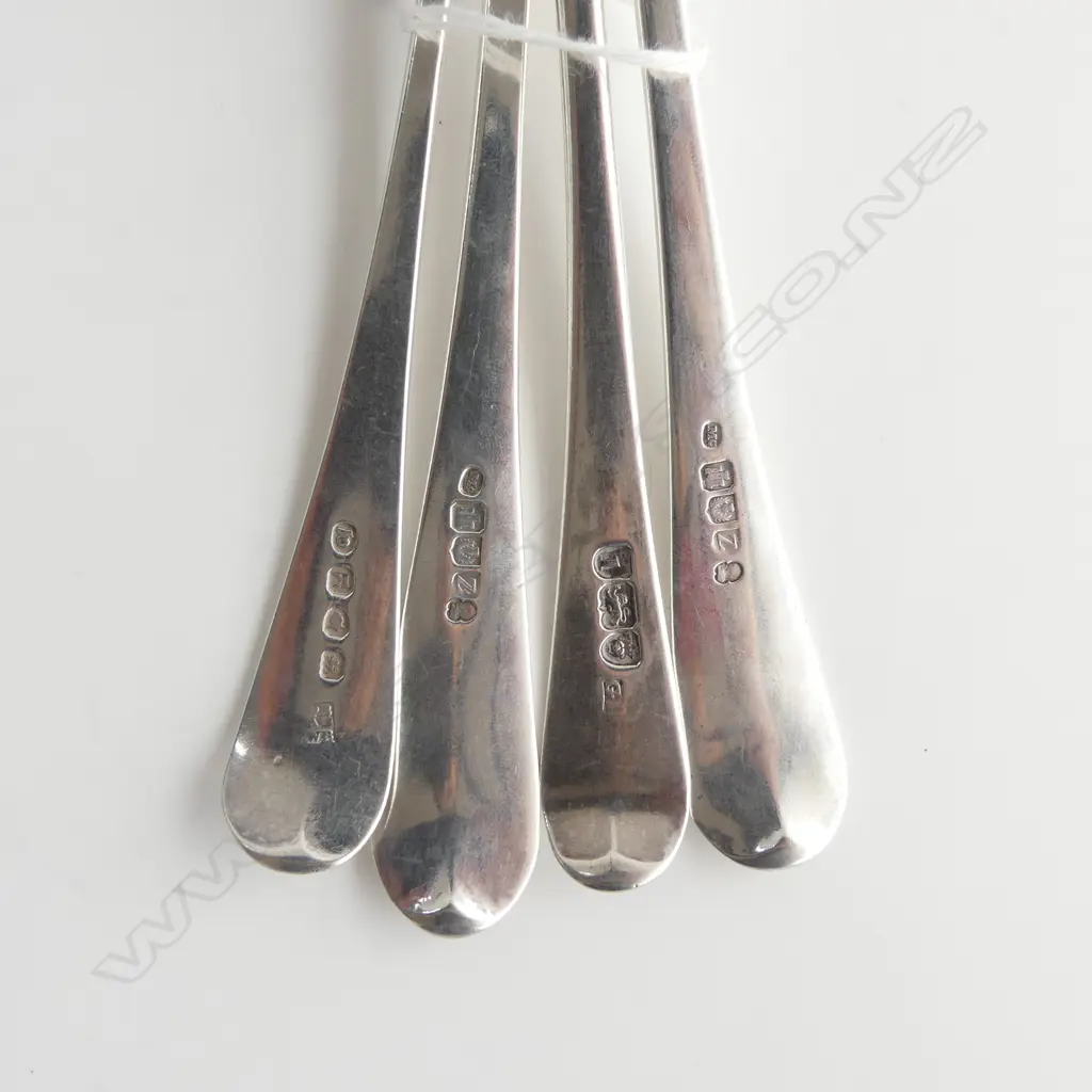 4 STG SILVER SILVER SERVING SPOONS, 2 EDINBURGH 1805 & 2 LONDON, 257gms Image 1++