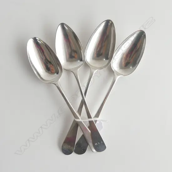 4 STG SILVER SILVER SERVING SPOONS, 2 EDINBURGH 1805 & 2 LONDON, 257gms