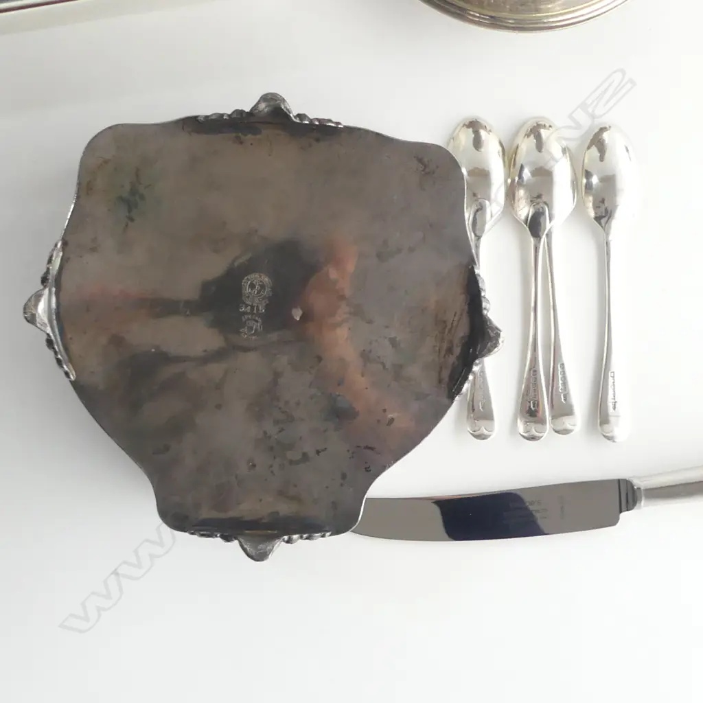 ASST. SILVER PLATE INCLUDING ANTIQUE FOOTED TRINKET BOX Image 1++