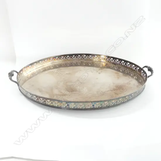 LG OVAL SILVER PLATED TRAY 680x410mm