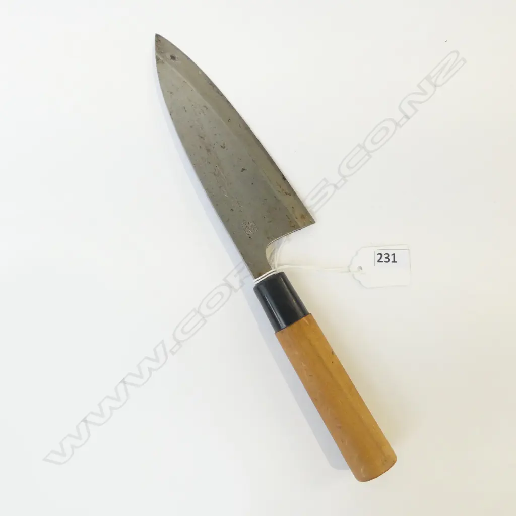 OLD JAPANESE CARBON STEEL CHEFS KNIFE L.290mm Image 1++