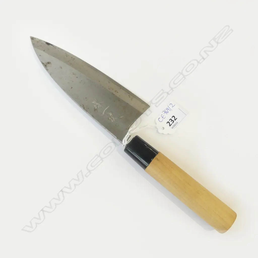 OLD JAPANESE CARBON STEEL CHEFS KNIFE L.285mm Image 1++