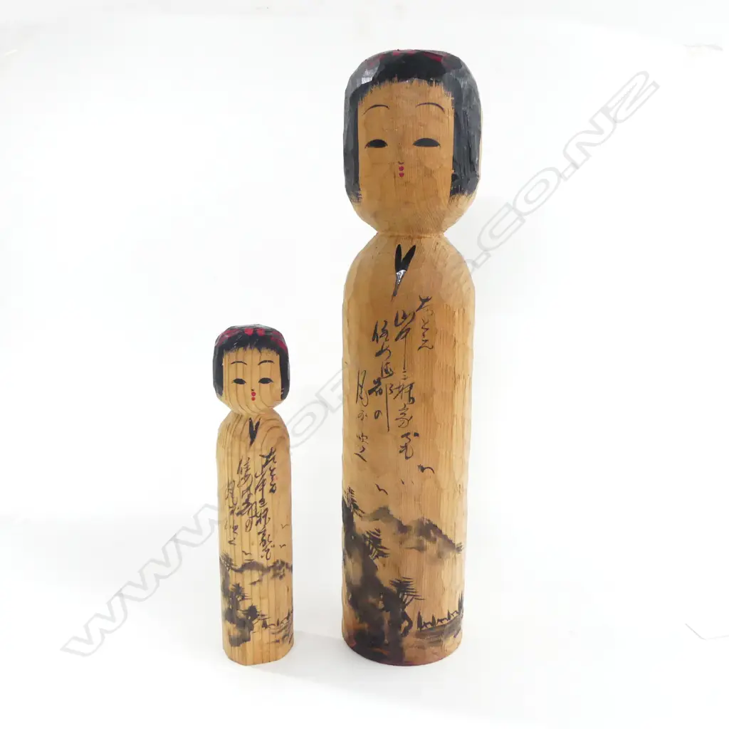 2 MIDCENTURY KOKESHI DOLLS H425 &245MM Image 1++